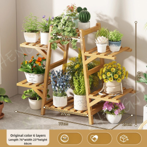Plant Rack Rak Pasu Bunga 6/7/9 Layers Flower Garden Rack Bamboo Plant Shelf Balcony Flower Rack  Outdoor Potted Plant Stand Shelf花架