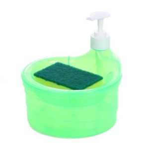 2in1 Round Dishwashing Liquid Pump Soap Dispenser with Free Sponge Dishwashing Pump Bottle Container