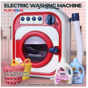 Washing Machine with Water Function with Lights and sounds Perfect Simulation Complete Laundry Play set toys for girls