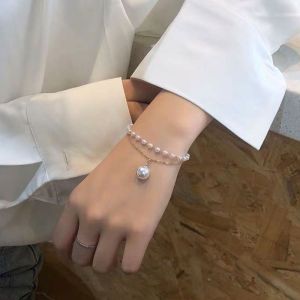 [Ready Stock]Korean Ins Double Pearl Pendant Necklace Niche Design Clavicle Chain Couple Necklace Fashion Accessories