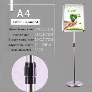 【SSL】STAINLESS STEEL SIGNBOARD STAND (Size: A4) Poster logo menu bracket display stand advertising adjustable height metal display base logo floor stand/buckle frame