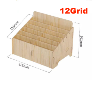 12/24 Grid Wooden Mobile Phone Desktop Storage Box Multi-grid Organizer