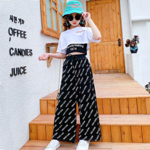 Setelan Anak Perempuan Import Variasi Kulot Night Chic Ground Tali Crop Lengan Pendek Kekinian