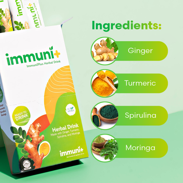 ImmuniPlus Herbal Drink (Immuni+) | 12 Sachets x 12 mL | All-Natural ...