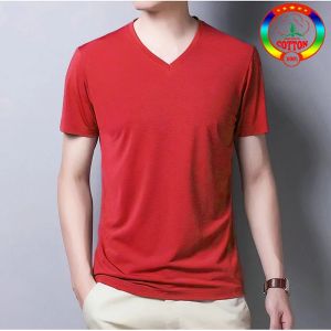 Tshirt men for men Cotton V neck T shirt for Men and Women Trendy Casual Summer Attire Short Sleeved Classic Solid