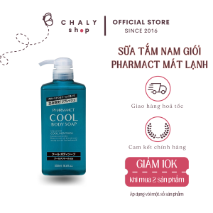 Pharmact Cool Menthol Body Soap 550ml - Soothing Cooling Scent for Men Paraben-Free