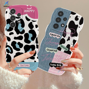 (Lokal Ready) Xinyu Casing hp Samsung A14 A04S A13 A04E A03 A03S A50 A50S A30S A23 A22 A21S A12 A02S A11 A51 A10 A30 A52 A52S M12 A71 A53 A32 M23 5G A33 A73 Corak Denim Pinggir Gelombang Leopard Splicing Leopard Cow Print Case