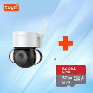tuya กล้องวงจรปิด กันน้ำแบบเรียลไทม์ ฟลัดไลท์ PTZ Tuya Smart Wifi CM-P10