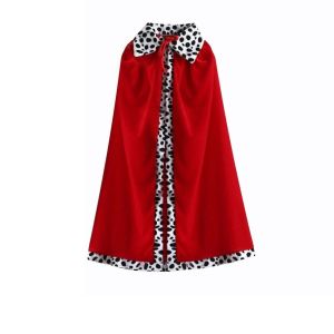 BOBOTYU 80/90/130/150cm Halloween King Cloak Party Cosplay Costume Red Velvet Boys Royal Prince Cape Fun Dress Up Adult Kids Prince Robe for Parent-child Activity