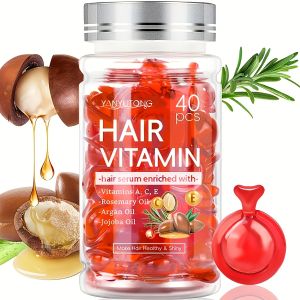 Ready stock🇲🇾40 Hair Vitamin Essence Capsules - Rich in rosemary oil 、 Argan oil 、 Vitamin A、C、E, Jojoba Oil Hair Care Essence Capsules , Nourishing hair care supplement