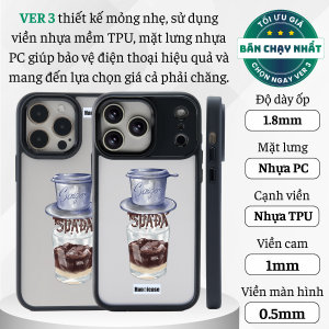 Ốp Lưng Điện Thoại Han icase Cho iPhone 12/13/14/15/16/17 Chống Sốc Chống Ố Vàng Hình In Cafe Sữa Đá