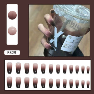 【With Glue】24PCS simple multicolor Fake Nails making fake Removable wearable nail plate