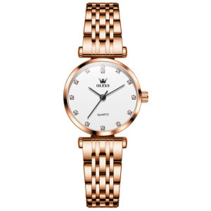 OLEVS 5596 Women Fashion Quartz Watch Gift Stainless Steel Watchband Round-dial Wristwatch