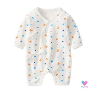 🚀ส่งฟรี ชุดบอดี้สูทเด็ก 0-6 เดือน ผูกหน้า ผ้าคอตตอนนิ่ม ชุดเด็กแรกเกิด เตรียมคลอด บอดีสูทเด็กขายาว นอนแอร์ newborn พื้นขาว BS188