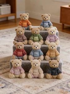AU Cute Teddy Bear Sweater Resin Figurine for Home Office or Car Decoration - Creative and Trendy Gift