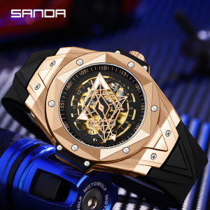 SANDA Brand Top Luxury Mens Fashion Mechanical Watch Waterproof Luminous hands Silicone Strap Watches
