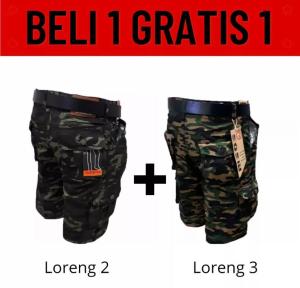 PROMO SPESIAL 1 PAKET ISI 2 PIS CELANA PENDEK CARGO LORENG PRIA​