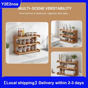 【Local shipping】 2 3-tier Bamboo Desktop Water Cup Holder storage Rack organizer wooden Desktop Storage Rack