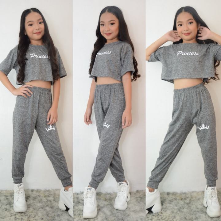 [KIDS] PRINCESS CROP TOP AND JOGGER PANTS TERNO COORDINATES for kids ...