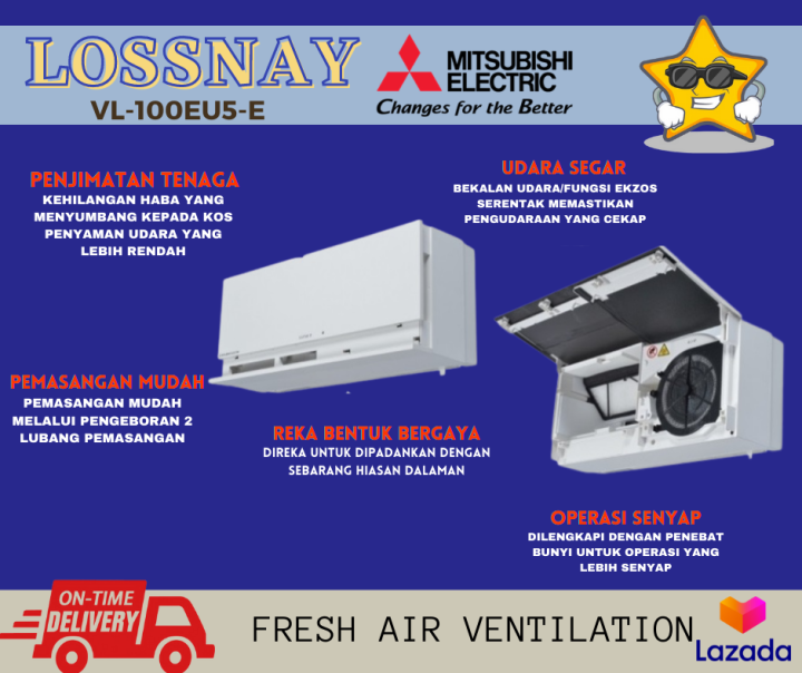 Lossnay VL-100EU-5 Single Room Ventilation with Heat Recovery | Lazada