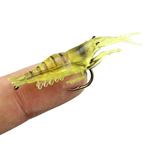 4cm Soft Luminous Shrimp Fishing Lure With Hook Swivel Beads Artificial Silicone Glow Fishing Bait Rig Fishing Tackle For Saltwater Freshwater