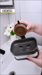 Removable Strong Suction Cup Soap Tray Wall Mounted Rustproof Sponge Holder with Double Layer Design for Shower and Sink