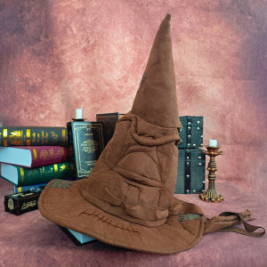 Witch Hat for Halloween Cosplay Wide Brim Pleated Cone Magic Hat Polyester Party Costume Accessory for Men Women