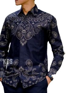 Baju Kemeja Pria Lengan Panjang Lapis Furing Kombinasi Batik Limaran Bahan Katun Halus Premium