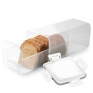 PRAISEDTU Plastic Bread Preservation Box sealed with Sealing Lid Loaf Container Bread Dispenser Clear Toast Storage Box for Kitchen