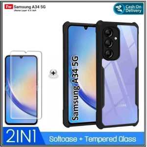 Paket 2in 1 Soft Case Samsung Galaxy A34 5G A54 5G A23 5G A02s 2020 Soft Hard Free Tempered Glass Layar
