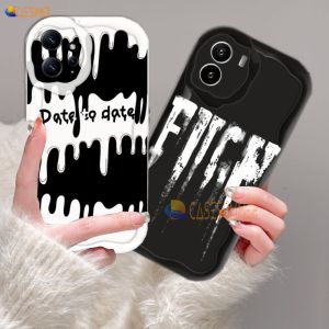 (Lokal Ready) Casing hp Xiaomi Poco X5 5G Poco C40 Poco M3 Pro Poco X3 NFC M3 X3 GT M5S 3D Bergelombang Melengkung Tepi Glossy Graffiti Huruf Inggris Ice Cream Case