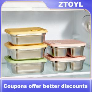【ZTOYL】 304 Stainless Steel Square Lunch Box With Lid Portable Fruit Salad Food Container Stackable Leak Proof Bento Box