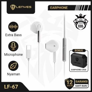 Headset Lenyes LF67 Type C Super Bass HIFI Stereo music gaming daily earphone with microphone original