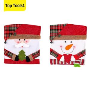 2 Pcs Christmas Chair Covers Santa Snowman Chair Back Cover Xmas Dining Chair Covers for Christmas Holiday Festival Decor
