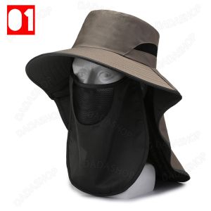 หมวกกันแดด พร้อมคลุมหน้า ป้องกันแสงแดด สำหรับนักเดินป่าปีนเขากลางแจ้ง หมวกตกปลา หมวกผู้ชาย