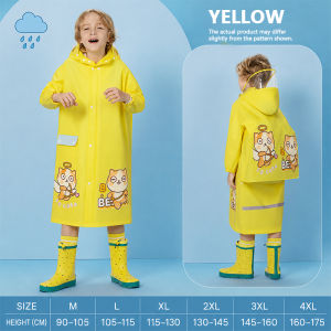 Kids Waterproof Raincoat with Clear Visor Backpack Friendly Hooded Rain Jacket for Boys Girls M-4XL