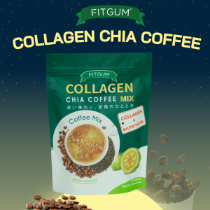 FITGUM Organic Collagen Chia 20X Coffee Mix for Weight Management and Bright Skin - 100% Vegan & Non-GMO - 10-Pack