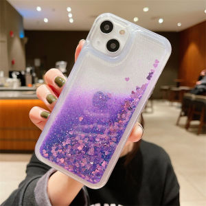 Sequins quicksand liquid cases for iphone 16 17 15 pro max phone case women glitter float love heart coque iPhon 16 15 hood soft