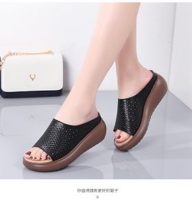 [Free Shipping] Thick-Soled Slippers 2026 Summer Collection Wedge Heel Open-Toe Design Rocking Sole WomenS Shoes Plus Sizes Thick-Soled Sandals For Women