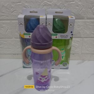 Minitree Botol Susu Bayi Regular Neck 270ml Model Tutup Eskrim untuk Usia Bayi 6 Bulan Keatas Baby Feeding Bottle Unik with Handle Dengan Gagang Unik Lucu Bahan PP Sangat Tebal Berkualitas Sudah BPA Free Antipecah dan Bisa Direbus