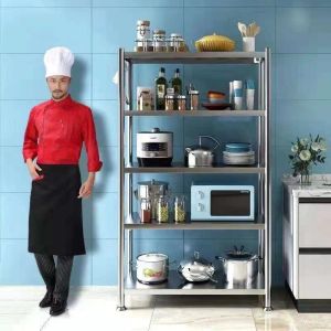 304 Stainless Steel Kitchen Rack Thicken Kitchen Storage Cabinet Rack 3/4/5 Tier Kitchen Organizer Shelf Space Saver