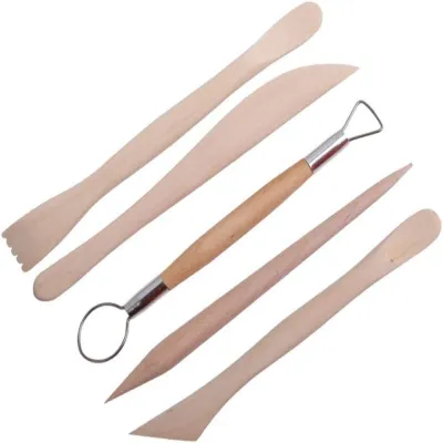 CANGMOTION Modeling Clay Clay Sculpture Engraving Kit 5-piece Set Plastic Tools Polymer Tools Sculpture Tools Wooden Handle Trimming