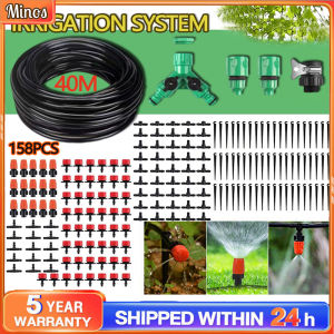 158PCS Drip Irrigation Kit DIY Garden Micro Drip Irrigation Garden Plant Watering Kit Garden Fog Cooling Irrigation System with Distribution Tube Hose Adjustable Nozzle 14 inch Hose