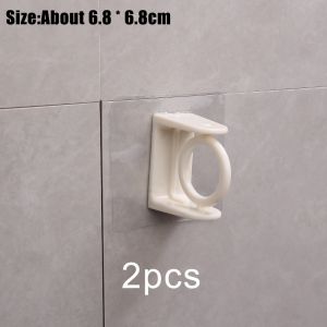 Double-Hole Adjustable Telescopic Rod Bracket Punch-Free Curtain Rod Holder 360 Rotation Self Adhesive Hook Waterproof Fixed Clamp Hooks For Kitchen Bathroom