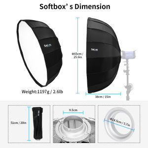 Selens 65cm 105cm Umbrella Hexadecagon Softbox with Bowens Mount and Removable Diffusers Quick Folding Softbox with Carrying Bag for Photography Studio Speedlite Flash and Monolight