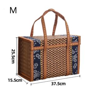 SWEET LORD Bamboo 1Pcs Special Moon Cake Hand-Woven Outdoor Picnic Gift Box Storage Basket Storage Box Bamboo Products