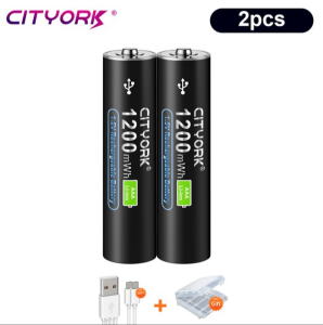 แบตเตอรี่ แบตเตอรี่แบบชาร์จไฟได้ USB แบตเตอรี่แบบชาร์จไฟได้ แบตเตอรี่แบบชาร์จเร็วความจุสูง สายชาร์จ USB ไม่ต้องใช้เครื่องชาร์จ 1.5 V AA/AAA