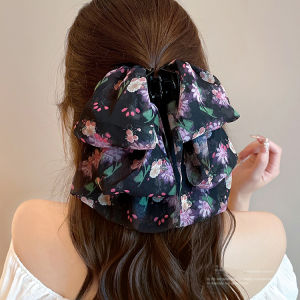 Elegant Floral Bow Hair Clip Fashion Print Hair Barrette For Women Girls Sweet Hairclip Hair Grip Accessories