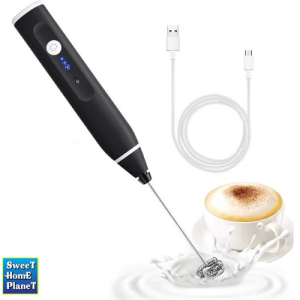 Cordless Electric Milk Frother Hand Mixer USB 3 Speeds Handheld Milk Foamer for Coffee Cappuccino Mini Blender