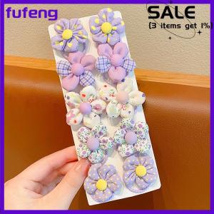 fufeng 10Pcs Colorful Sweet Flower Elastic Hair Bands Cute Fashion Ponytail Holder Children Scrunchies Rubber Band Hair Accessories